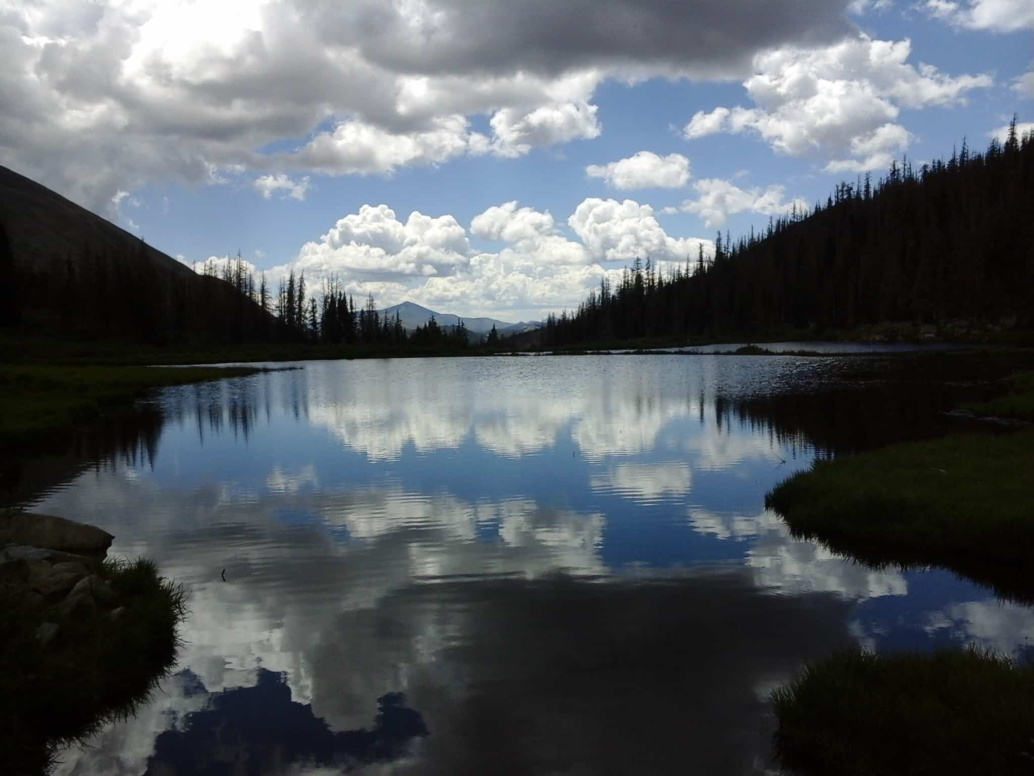 Exterior view of lake with the reflection of the clouds.