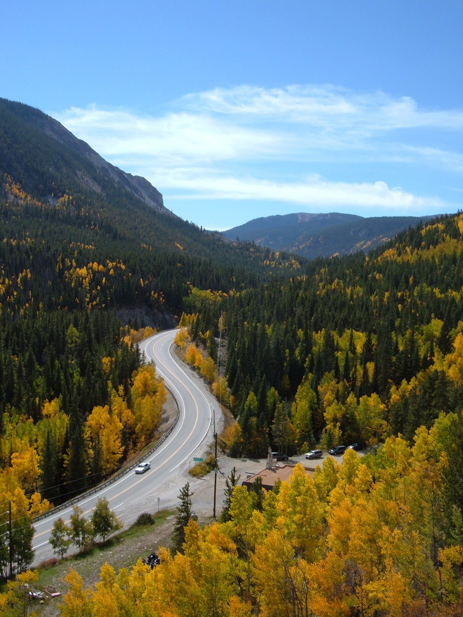 Most beautiful view looking down upon Monarch Pass with the fall colors at its peak.